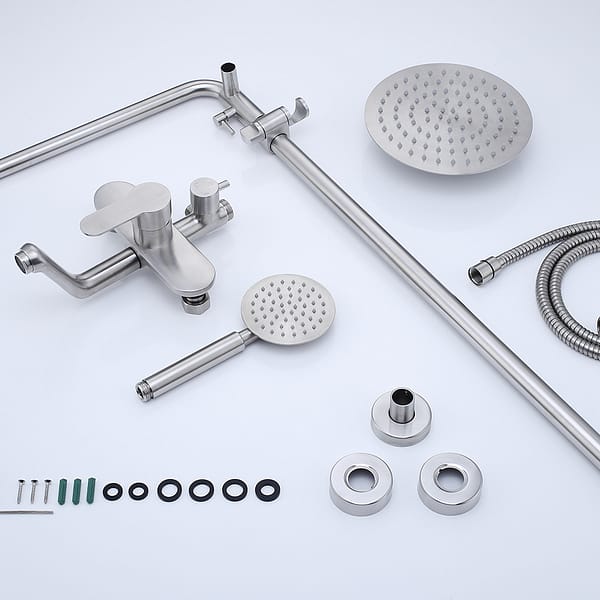 Good quality exposed shower systems with rain shower and handheld accessories